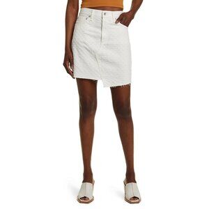 RAG & BONE Kayla Eyelet Denim Mini Skirt In White Tweed